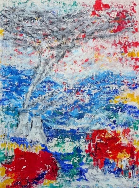 Ölbild auf Leinwand "Climate Change", semi-abstrakt - ein künstlerischer Appell für erneuerbare Energien gegen den Klimawandel