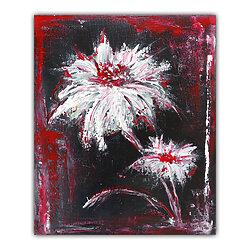 Fleurs blanches, peinture florale, art abstrait
